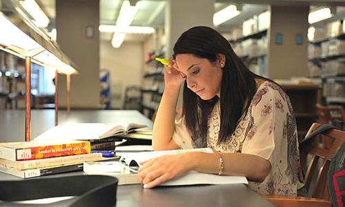 student studying in silent room 